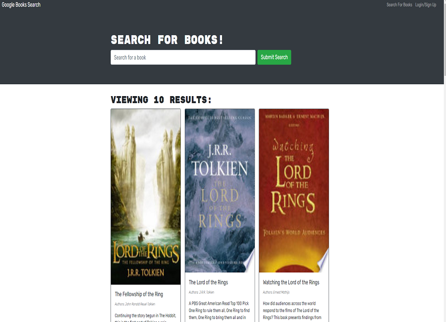Book Search home page with search bar